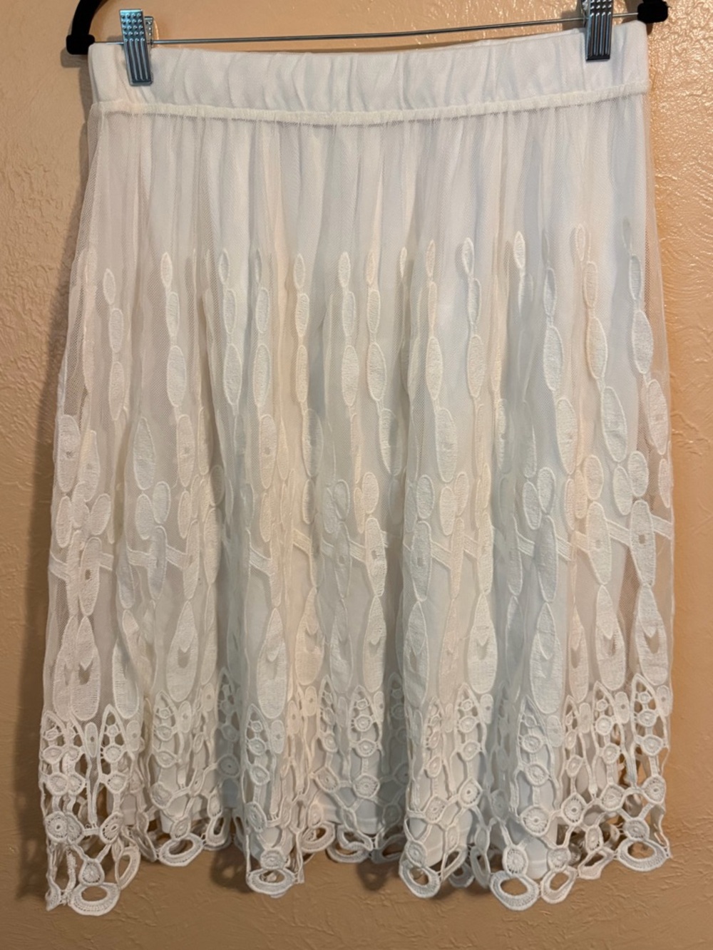 Lapis White Lace A-Line Skirt